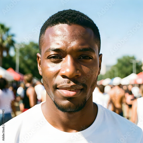 Well-groomed black man face portrait market background