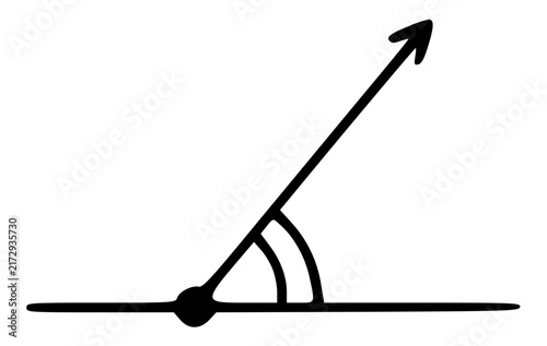 Canvastavla Hand-drawn black ink doodle of an acute mathematical angle, horizontal line base