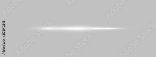 A horizontal white light flare with a soft glowing effect appears against a dark black background. The illumination stretches evenly from the center outward with gradual fading edges.