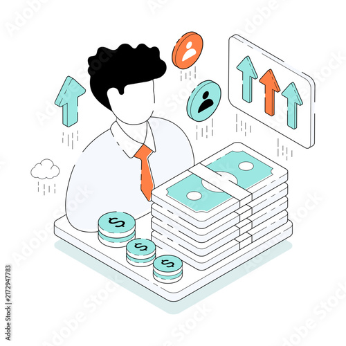 Foto Dollar inside human brain showcasing investor illustration