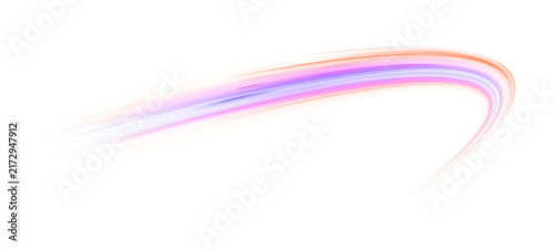 A vibrant neon streak curves dynamically across a dark background. It displays a smooth gradient blending pink, purple, and orange hues. This vivid arc can be used for modern, energetic.