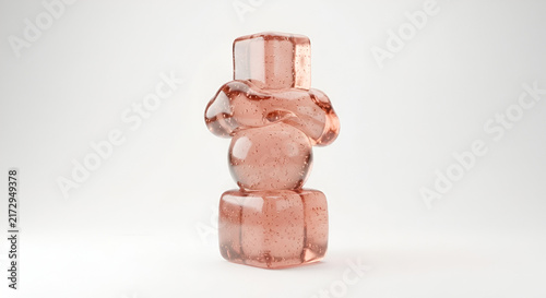 Abstract 3D Rose Gold Glass Sculpture with Bubbles