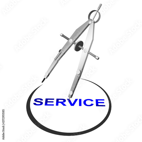 Service. Png. Trasparente. Compasso traccia un cerchio attorno a caratteristica dei servizi d'impresa, dell'azienda.