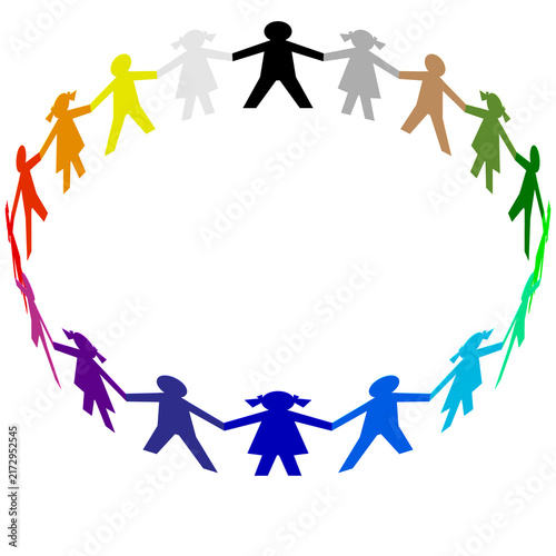 PNG, trasparente. Uomini di carta. Girotondo di bambini colorato