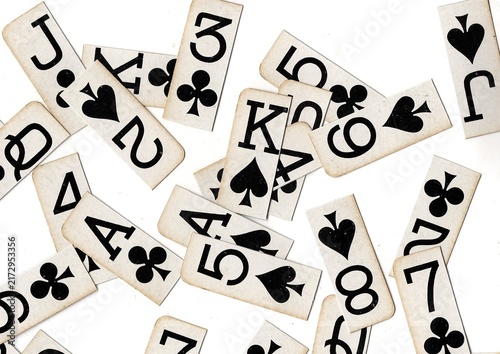 Photography Vintage playing card corners isolated on a white background.