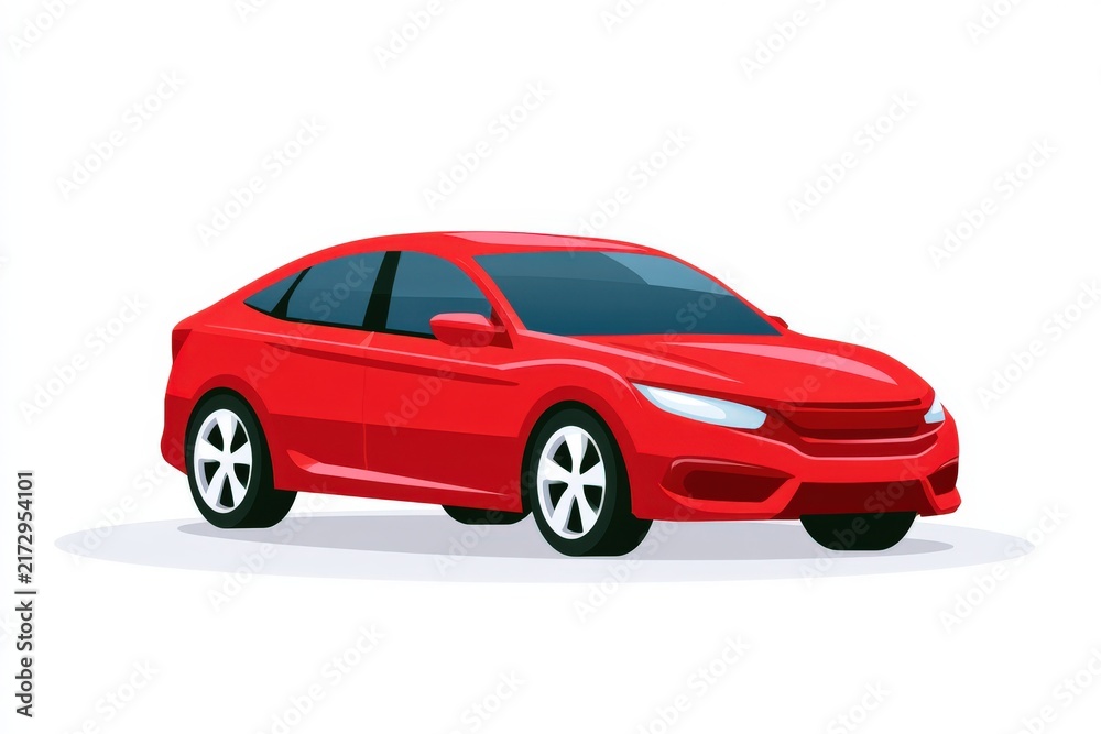 Fototapeta premium Red sedan gleams with modern design