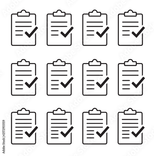Clipboard icons with checkmarks indicating task completion and approval during a workflow process