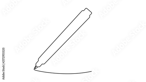Marker drawing abstract one line animation writing pencil curved scribble shape movie, hand drawn continuous contour outline drawing 4k self-drawing video