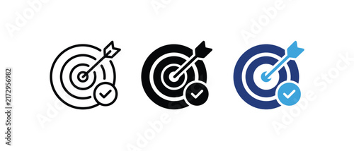Tapety artystyczne Target arrow with check mark vector icon set