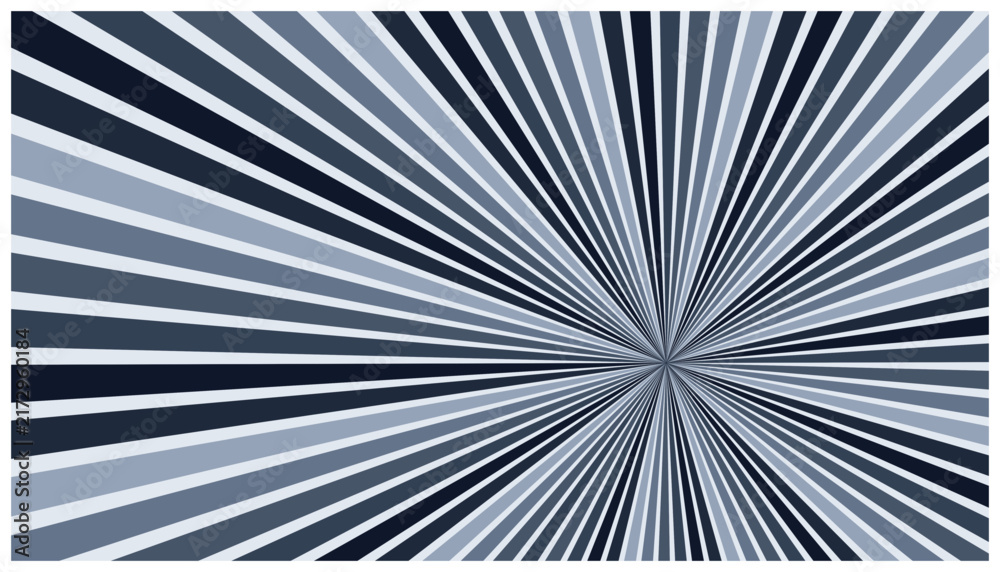 Fototapeta premium Cool blue sunburst background with steel and navy stripes for technology and industrial themed layouts.