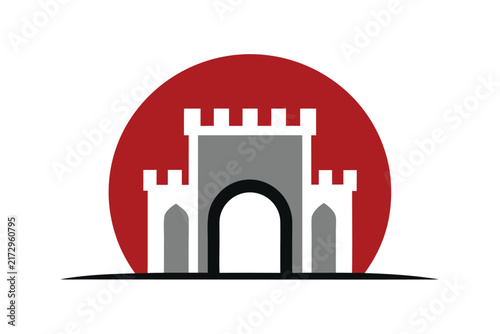Elegant Arc Shaped Fortress Entrance With Balanced Geometric Design vector art illustration