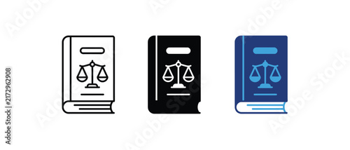 Legal Law Book Scale Justice Vector Icon Set