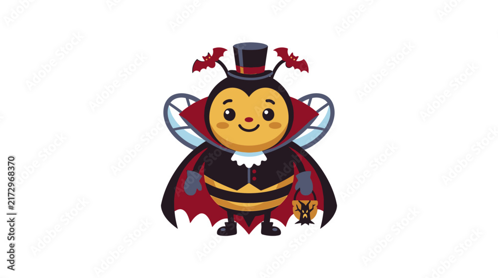 Fototapeta premium Cute Bee Dressed as Vampire for Halloween