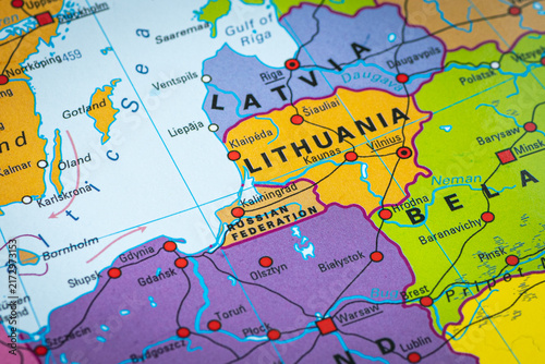 Foto Political map of Kaliningrad, Russia, Russian Federation, surrounded by Poland,