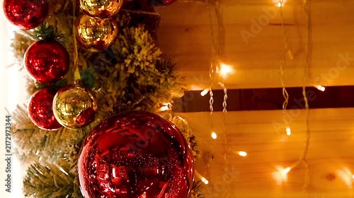 Close-up of New Year and Christmas decorations in an old village house.