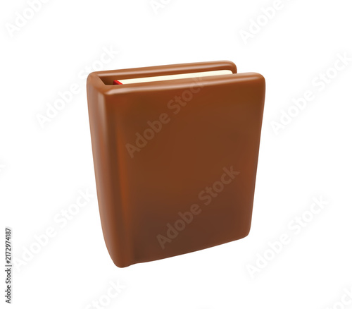 3D Closed Brown Book vector Icon - Hardcover Reading Book