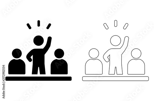 Vector icon of a person standing out from a group vector illustration, editable stroke