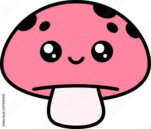 Cute pink mushroom character in bold outlined style