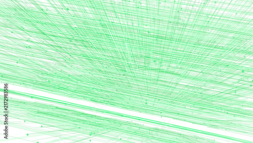 Canvastavla Vibrant green neon lines stretching into a perspective vanishing point across a