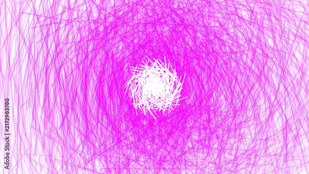 Fototapeta premium Vibrant magenta artistic composition with chaotic intersecting lines and a bright glowing white central point