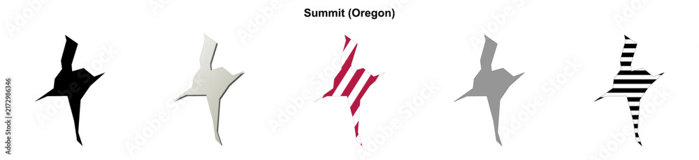 Obraz premium Summit (Oregon) blank outline map set