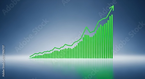 Growth chart illustrating upward financial or business progress over time