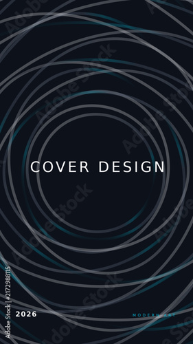 2026 Cover Design Modern Abstract Lines, Book Jacket Template With Rounded Typography And Circular Vector Elements