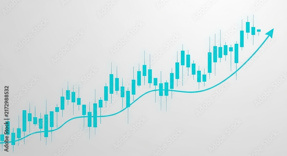 Naklejka premium Uptrend stock market price chart with candlestick pattern analysis