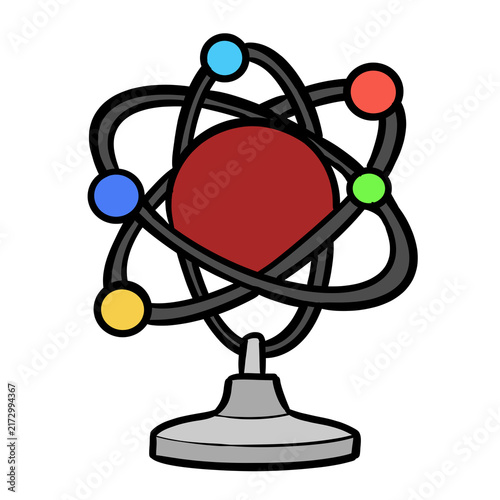 Quadro su tela Cute cartoon science atom model illustration isolated on transparent background