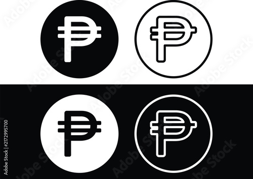 WebPhilippine Peso Currency Coin Symbol in Circle Frame Icon Set for Philippines Banking Finance and Forex Payment