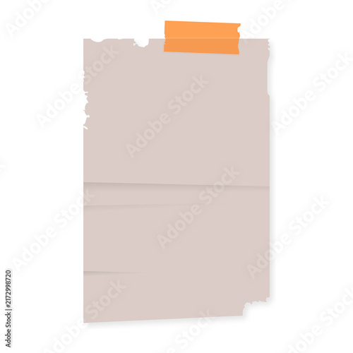 Torn pastel gray paper with orange adhesive tape