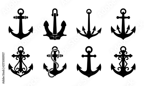 Foto 70 Nautical Anchor Icons Set, Maritime Symbols Collection, Vintage Marine Equipm