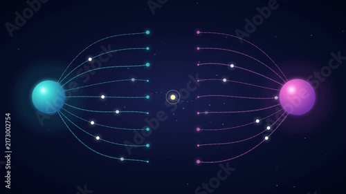 Organic neural particles firing across a glowing synaptic gap