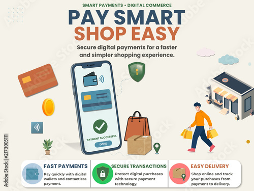 Pay Smart Shop Easy Digital Payment Infographic for Secure Transactions and Online Shopping