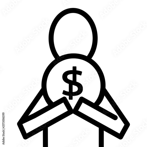 Foto ドル硬貨を抱える人物・資金調達や資産形成・ファンドや投資