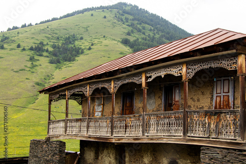 Scenic view of Shenako, a traditional mountain village in Tusheti, Georgia