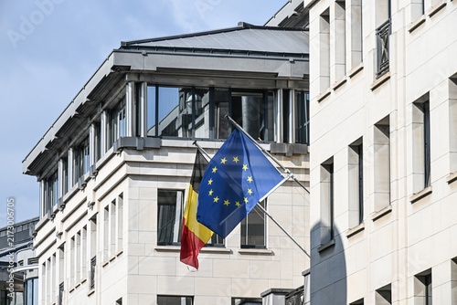 Фотография Drapeau belge et europeen