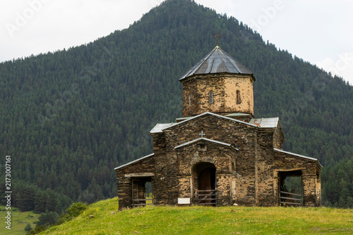 Scenic view of Shenako, a traditional mountain village in Tusheti, Georgia