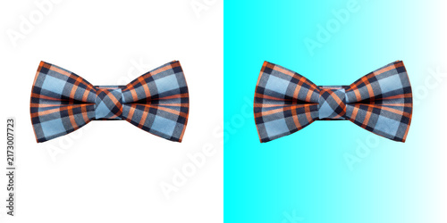 Cuadro en lienzo Plaid pattern bow tie isolated on transparent background