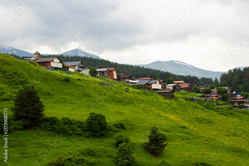 Scenic view of Shenako, a traditional mountain village in Tusheti, Georgia