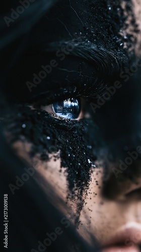 Macro Shot of a Cracked Porcelain Doll Eye
