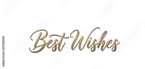 Best Wishes gold glitter calligraphy text isolated on white background