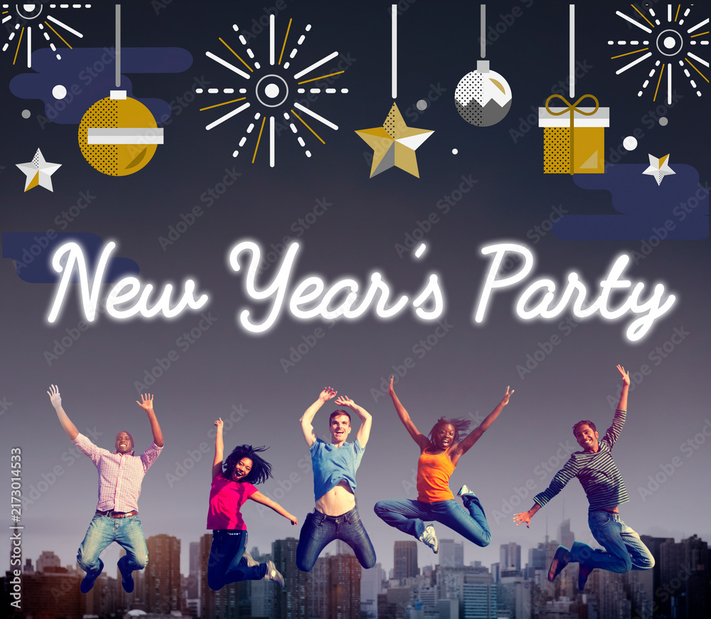 Naklejka premium New Year's Party Celebration Annual Festival Concept