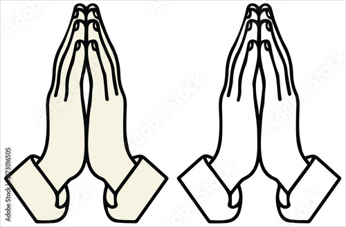 Quadro su tela Minimalist Praying Hands Namaste Gesture Silhouette, Faith and Spiritual Devotio