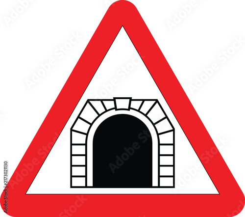 Tunnel Ahead Road Sign Warning Triangle Vector Illustration