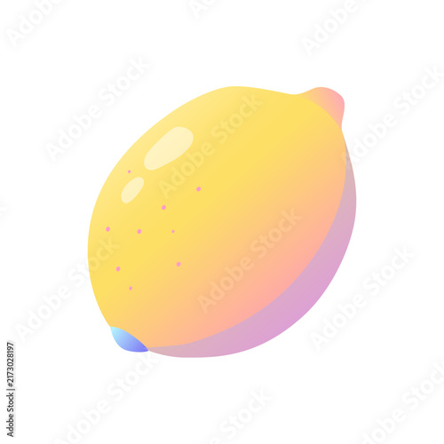 A stylized vector illustration of a whole lemon with a soft pastel gradient color palette  on a white background. A fresh modern fruit graphic ideal for summer themed stickers, packaging, and vibrant.