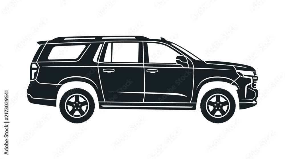 Fototapeta premium Modern full-size SUV side profile silhouette.