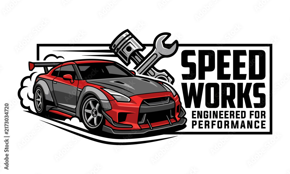 Fototapeta premium Speed works car tuning engineered performance