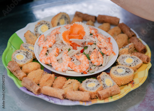 Canvastavla Baked Salmon with Rice and Fresh Vegetables Healthy Gourmet Seafood Meal Served