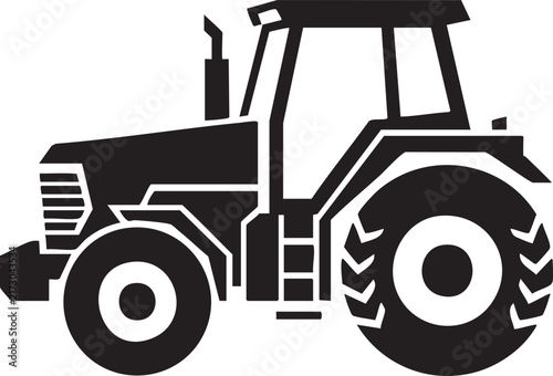 Detailed black farm tractor vector icon